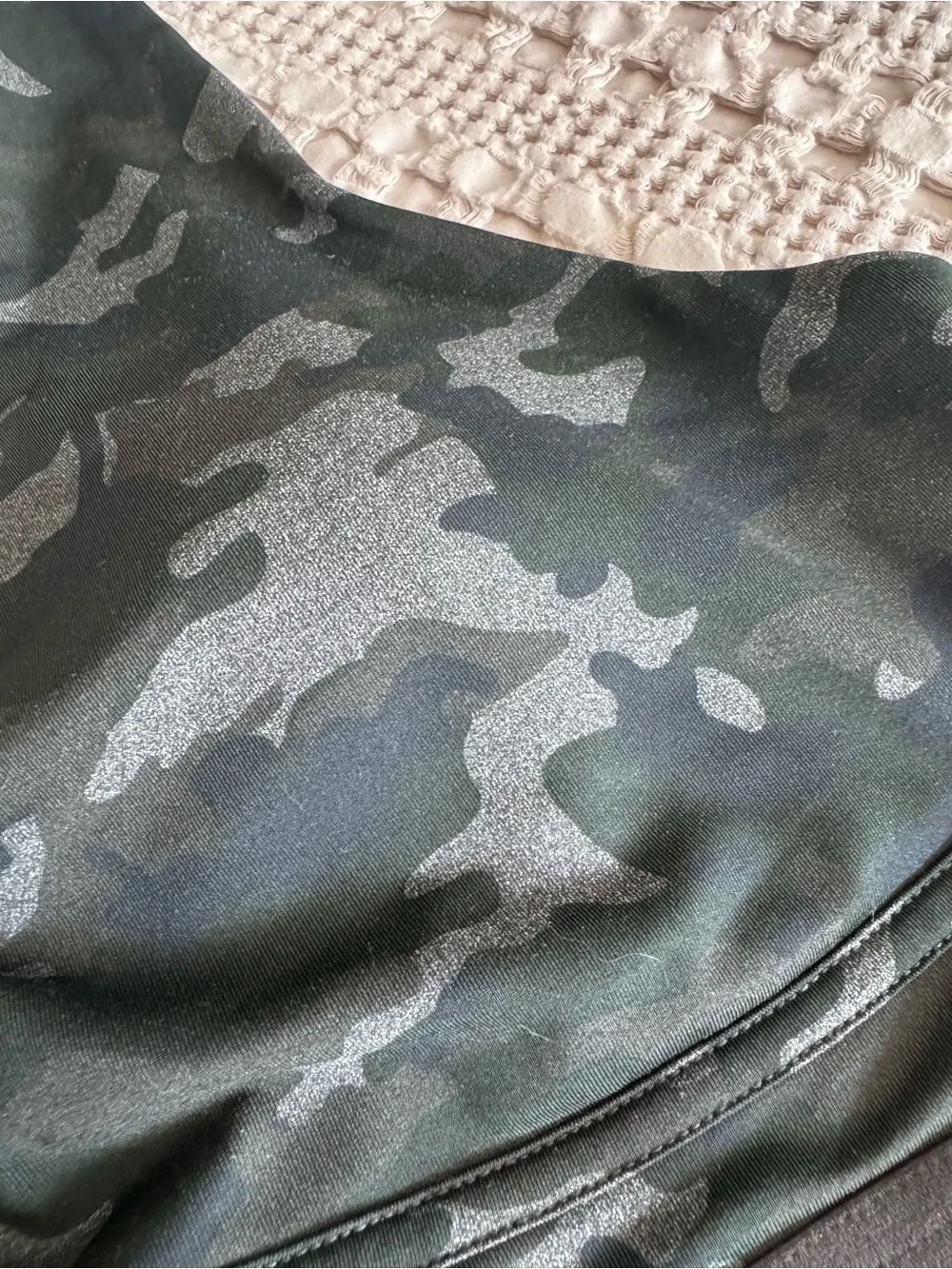 Fabletics Black & Charcoal Camo V-Back Sports Bra